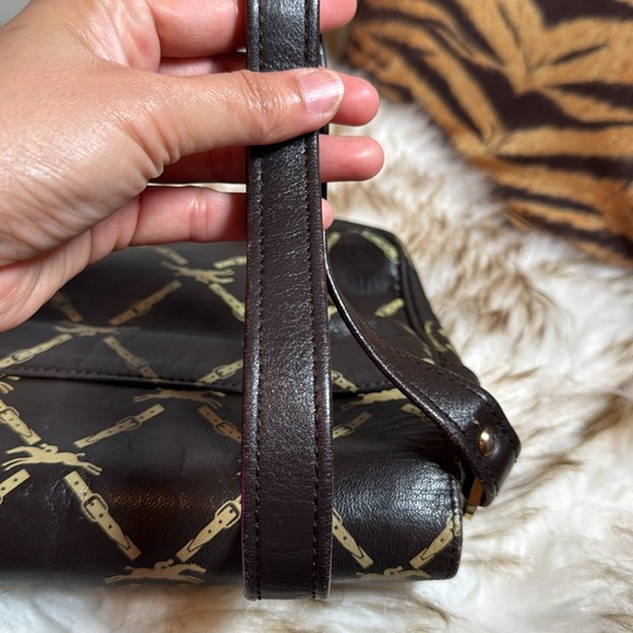 Longchamp Shoulder Bag Leather Dark Brown Horse - Picture 13 of 14